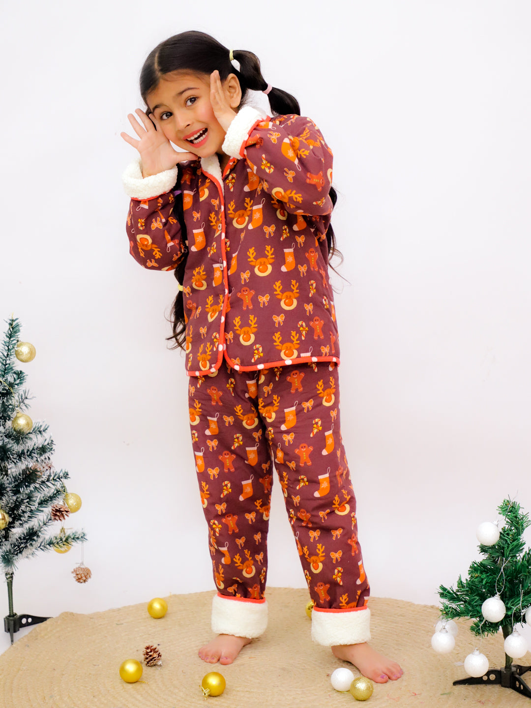 Happy Reindeer ! Warm Sherpa Nightwear Pj Set